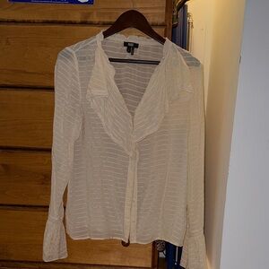 &M Cream Textured sheer Blouse with Ruffles